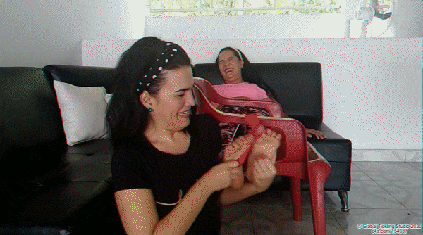 Naz Tickles Her Big Sister Sloe's Bare Soles on The Chair! (Foot Fetish, Tits/HD/Mp4) - 2023