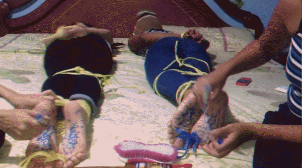 Bleu feet tickle challenge, Vicky and Ariana's turn (Dominatrix, Homemade/HD/Mp4) - 2023
