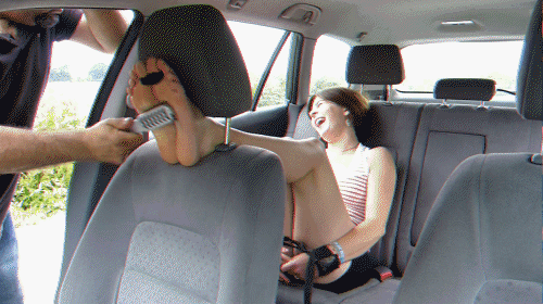 Sophia Loses Control In The Car - Bare Feet Tickling (Foot Fetish, Tits/HD/Mp4) - 2023